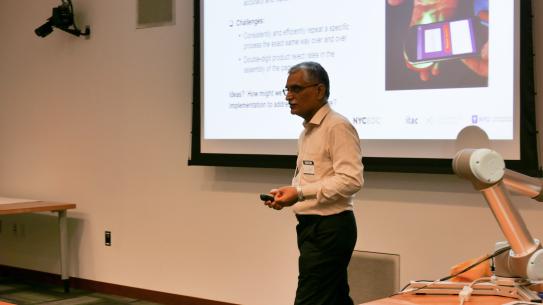 Professor Vikram Kapila shared insight into the benefits of robots as manufacturing solutions. 